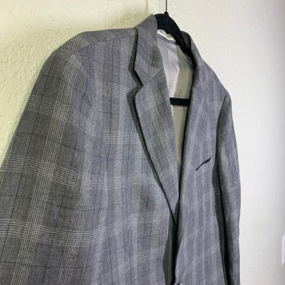 JOSEPH ABBOUD Blazer Sport Coat Jacket Linen Tailored Fit Plaid 2 Button 37 Reg - Picture 6 of 15